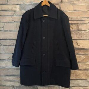 Irvine Park Mens Black Wool Overcoat Size Small Regular